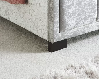 Harrison King Size Bed-Steel Crushed Velvet
