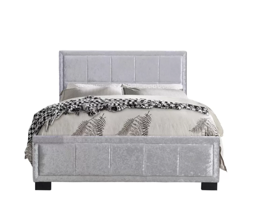 Harrison King Size Bed-Steel Crushed Velvet