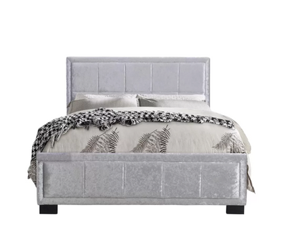 Harrison King Size Bed-Steel Crushed Velvet