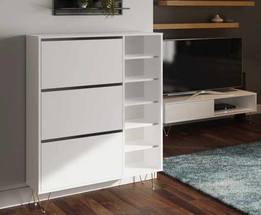 Maeve 3 Drawer Shoe Cabinet- White