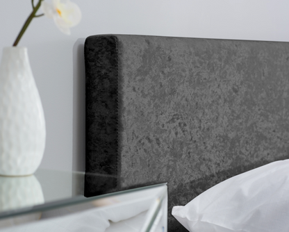 Beda Fabric Ottoman Single - Black Crushed Velvet