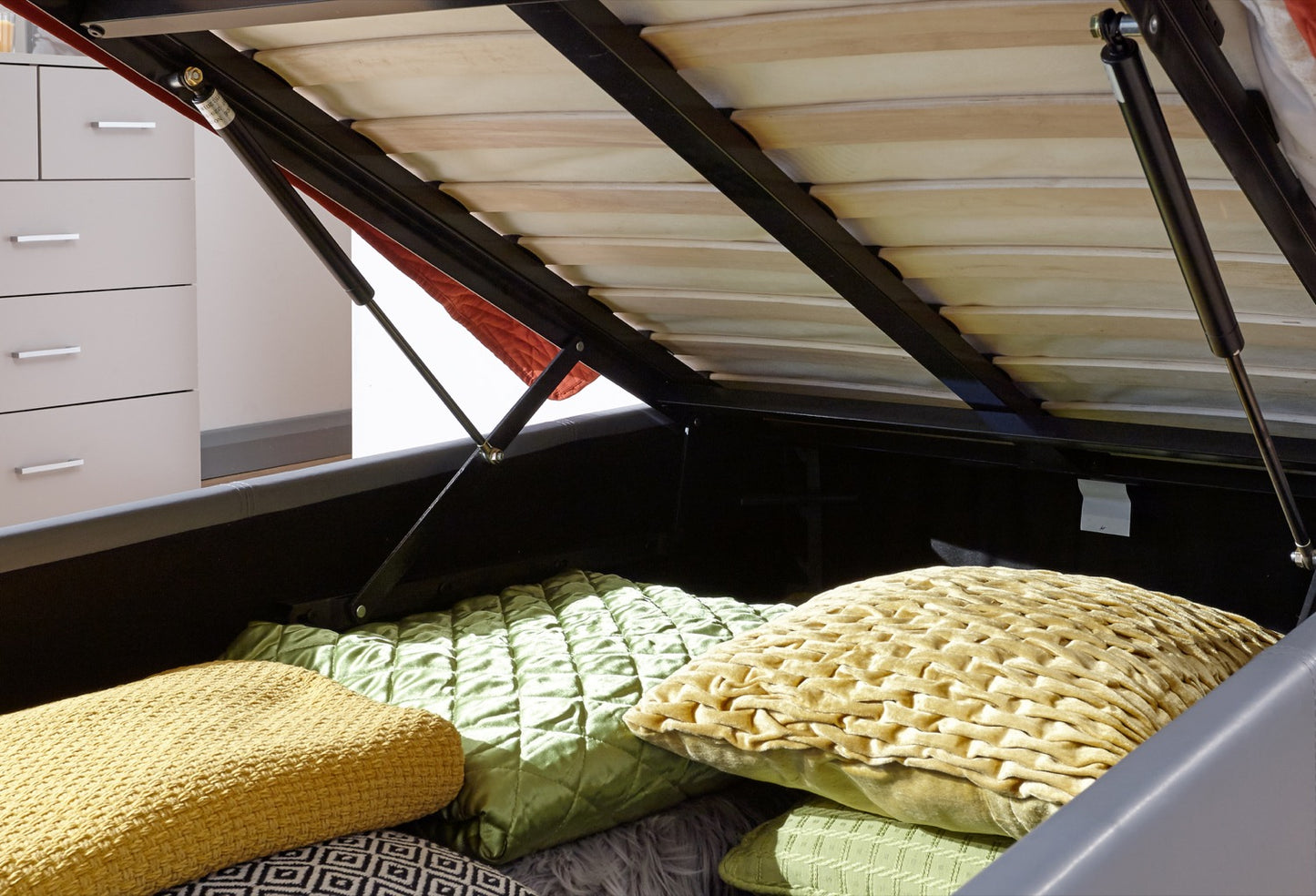 Single End Lift Ottoman Bed-Grey