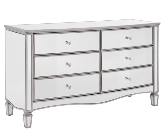 Esme 6 Drawer Wide - Mirrored