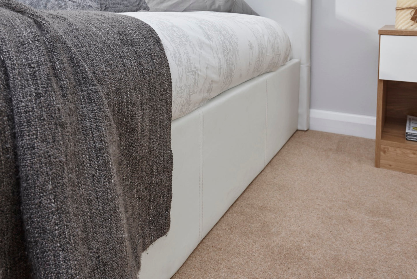Single End Lift Ottoman Bed-White