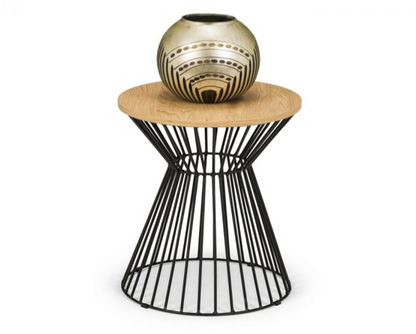 Round Wire Lamp Table - Oak