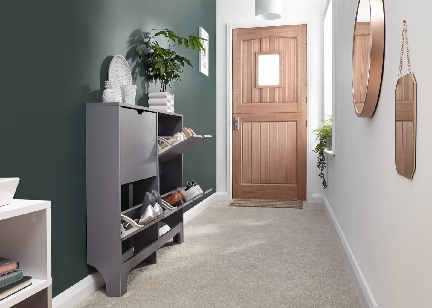 Slim 4 Drawer Shoe Cabinet-Grey