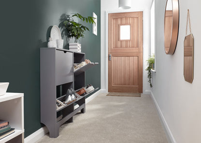 Slim 4 Drawer Shoe Cabinet-Grey