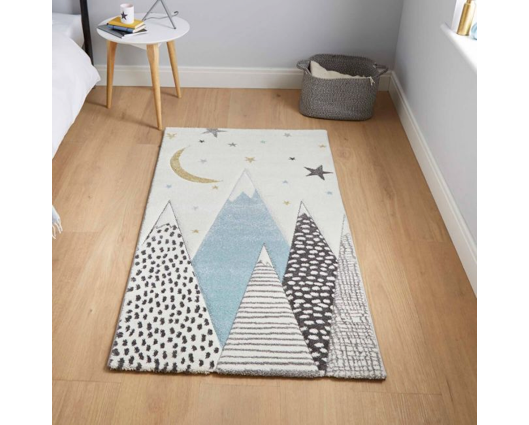 Mountain + Stars Kids Rug - Blue - 120cm x 170cm 