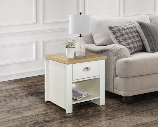 Harper 1 Drawer Lamp Table - Cream