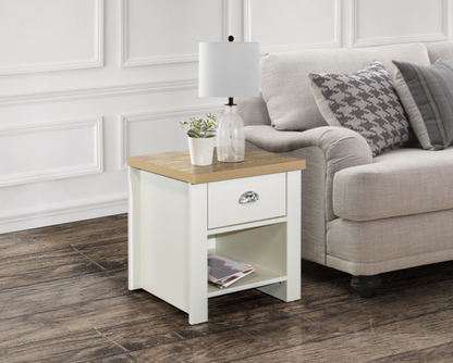 Harper 1 Drawer Lamp Table - Cream