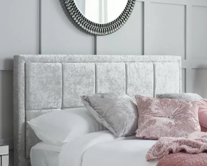 Harrison King Size Bed-Steel Crushed Velvet