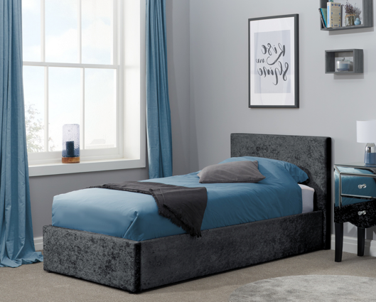 Beda Fabric Ottoman Single - Black Crushed Velvet