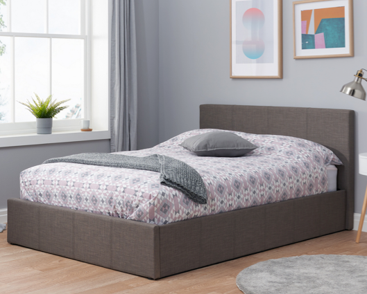 Beda Fabric Ottoman Single Bed - Grey