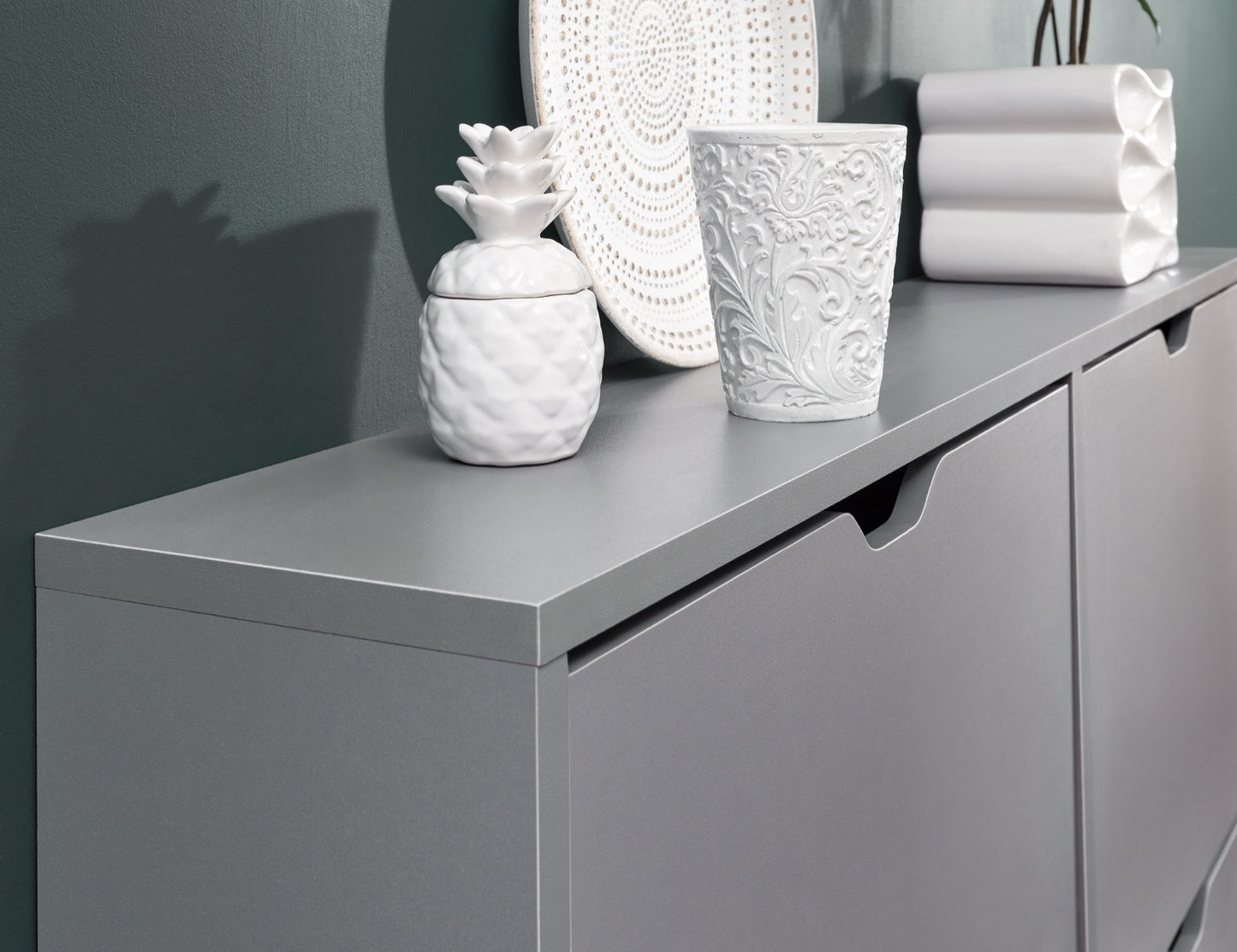 Slim 4 Drawer Shoe Cabinet-Grey
