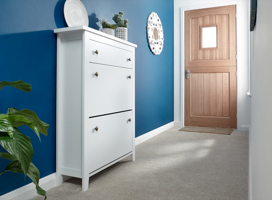 Deluxe 2 Tier Shoe Cabinet-White