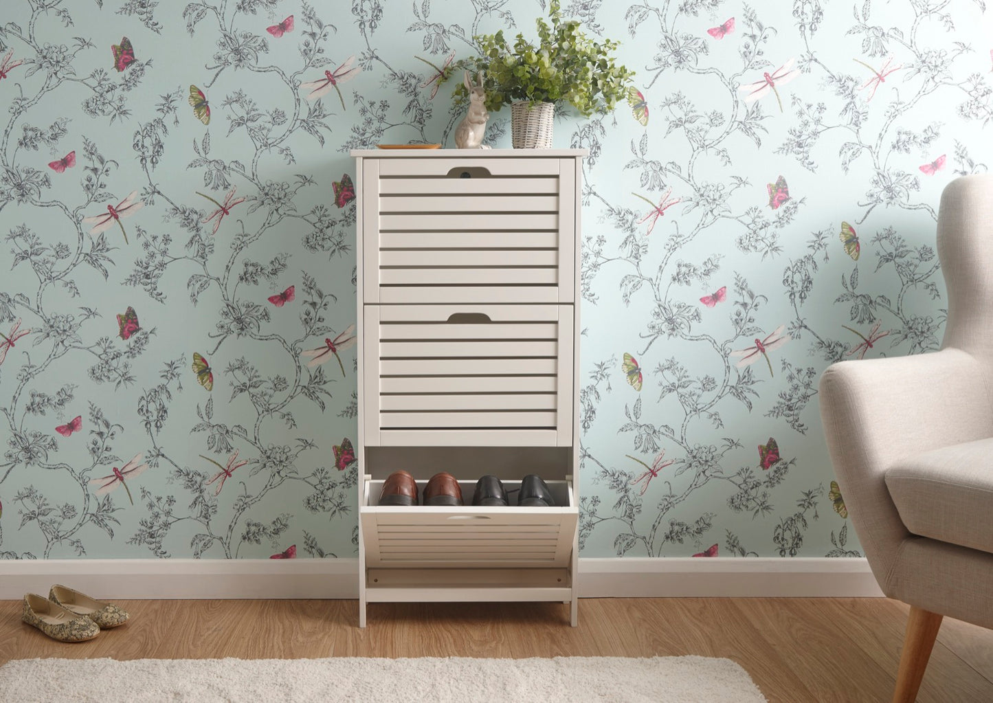 Ben 3 Tier Shoe Cabinet-White