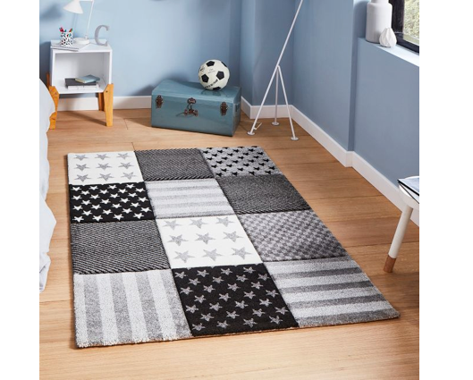 Patch Pattern Kids Rug - Grey - 120cm x 170cm 