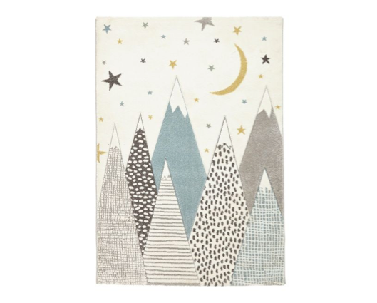 Mountain + Stars Kids Rug - Blue - 120cm x 170cm 