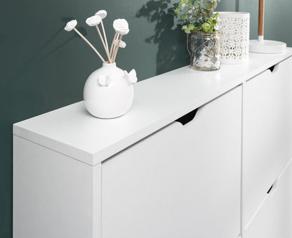 Slim 6 Drawer Shoe Cabinet-White